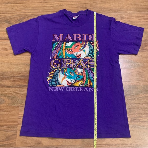 Vintage 90s Mardi Gras New Orleans Graphic Print Adult Large Glitter - Picture 6 of 7